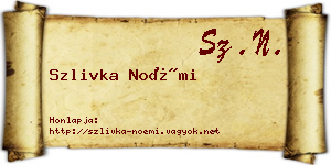 Szlivka Noémi névjegykártya