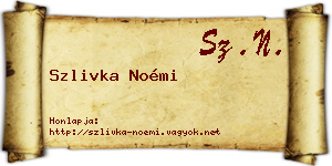 Szlivka Noémi névjegykártya